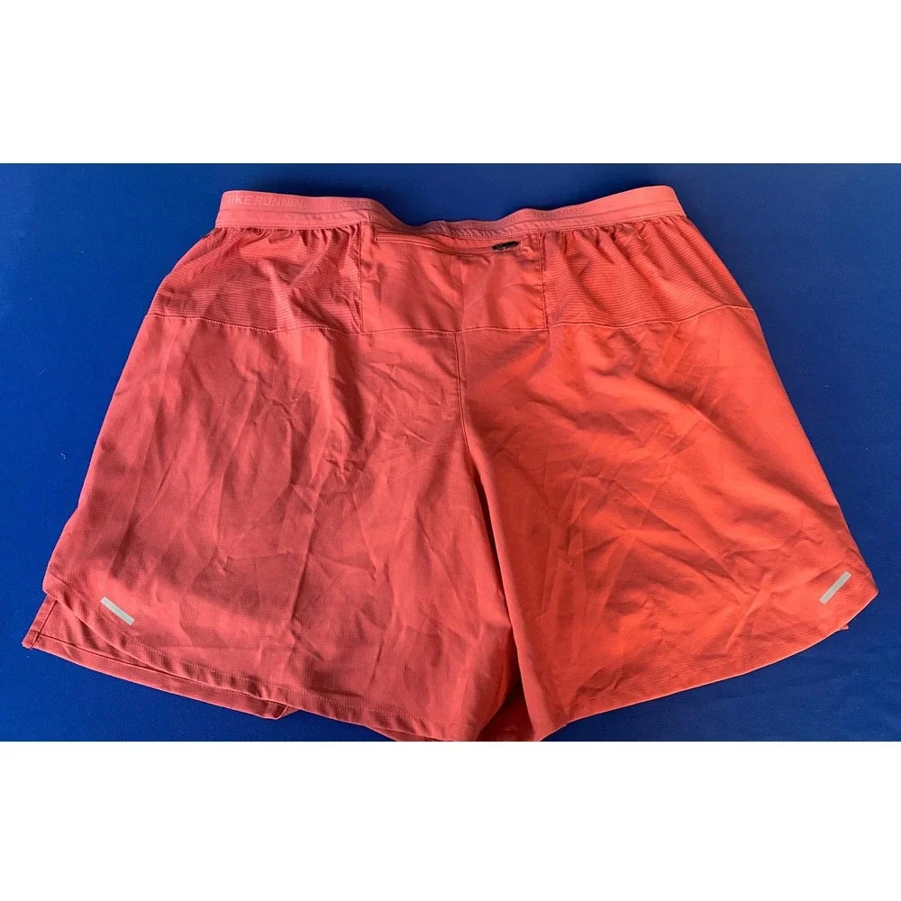 Nike Running Dri-FIT Shorts Men XXL Coral orange Athletic Training Zipper Pocket